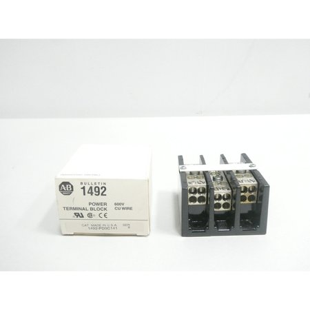 ALLEN BRADLEY Open Fuse Block, 3 Poles, 175A Amp Range, 600V AC Volt Rating 1492-PD3C141